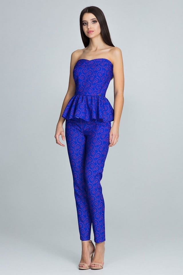 Love Lace Love Lace Women's Straight Trousers Corset Frill Set in Blue - 2