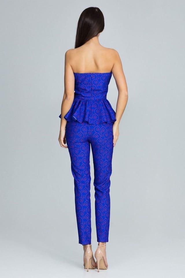 Love Lace Love Lace Women's Straight Trousers Corset Frill Set in Blue - 3