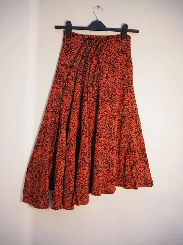 Topshop Topshop stylish orange leopard print midi skirt uk 6 xs
