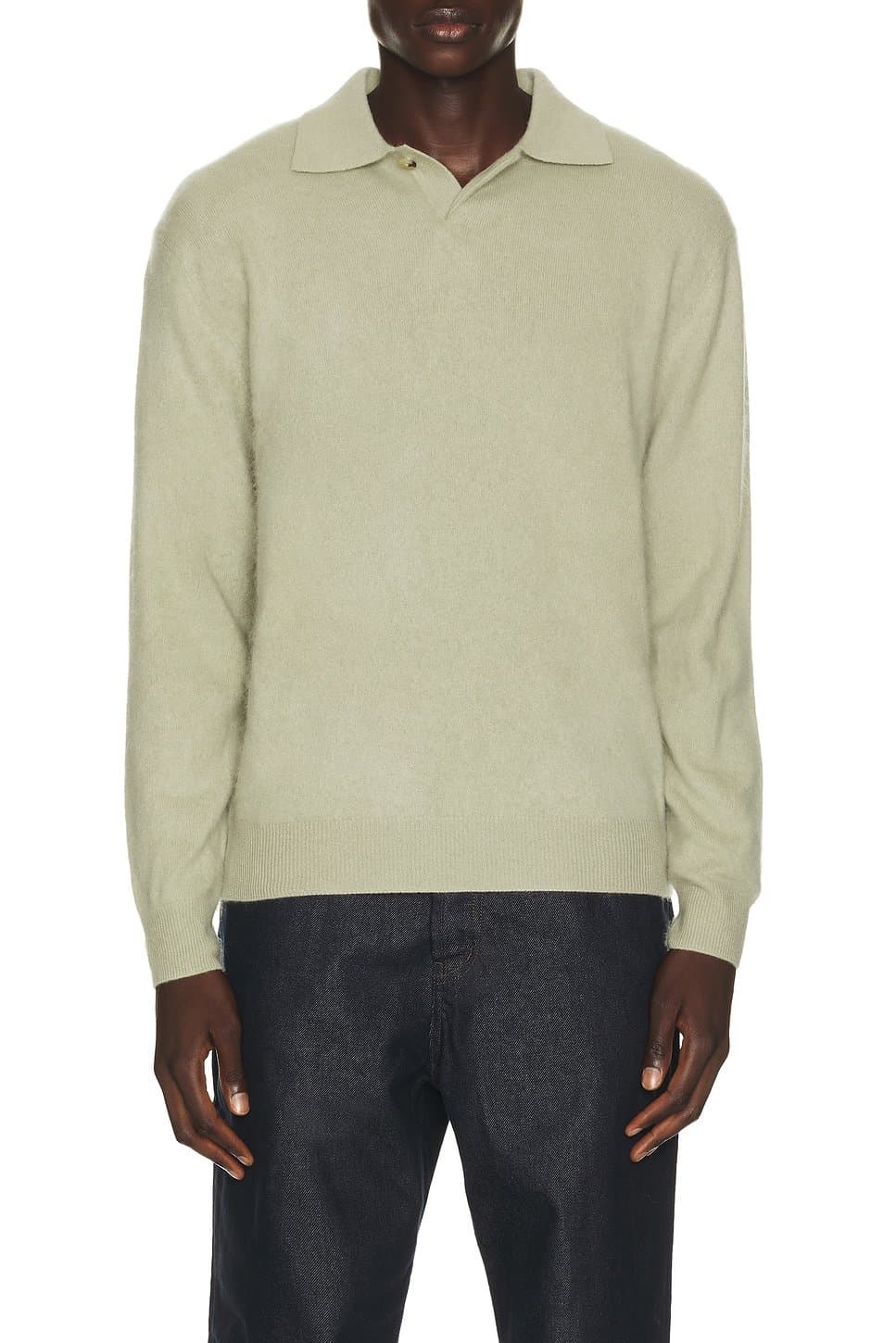 revolve Brushed Cashmere Blend Polo Sweater