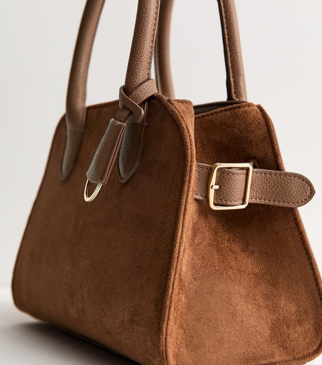 New Look Camel Faux Suede Top Handle Bag Vegan New Look - 3