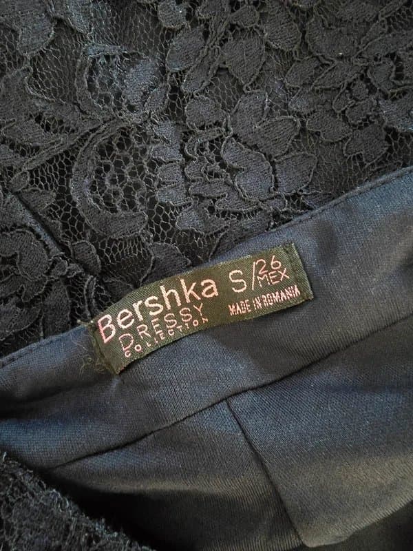 Bershka Beautiful lace dungarees in dark navy.