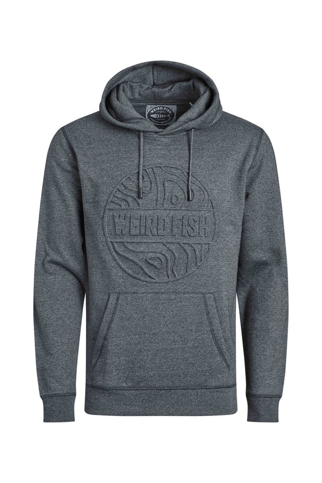 Weird Fish Weird Fish Men's Perranporth Embossed Grindle Hoodie in Black - 2