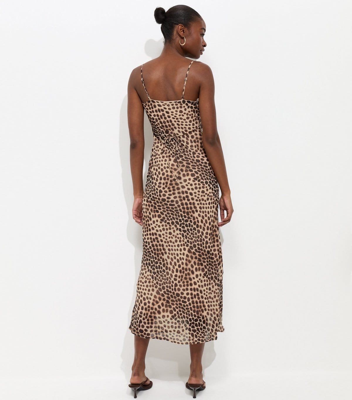 New Look Women's Brown Leopard Print Chiffon Strappy Midi Dress New Look - 4