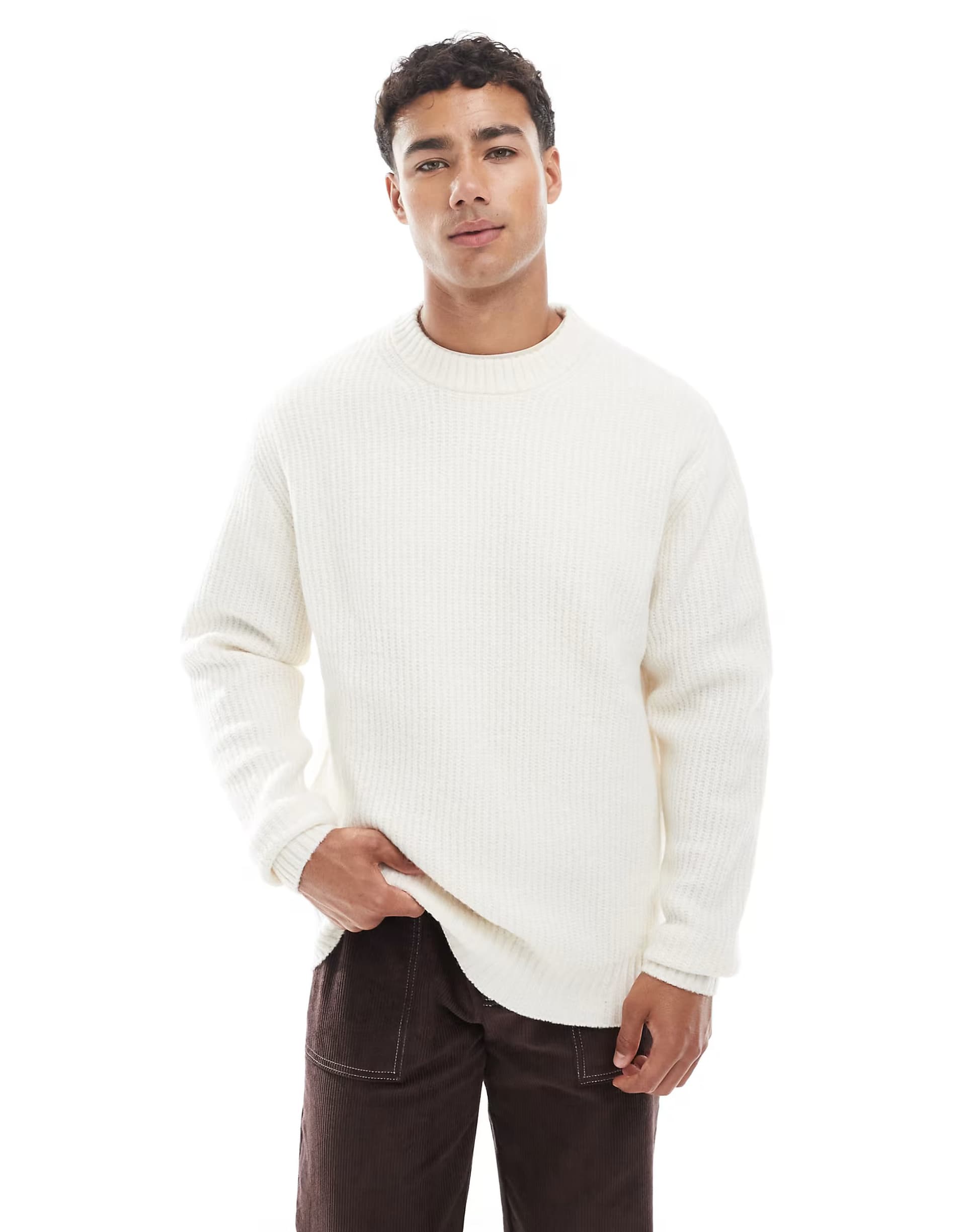 ASOS Jack & Jones oversize thick ribbed jumper in cream