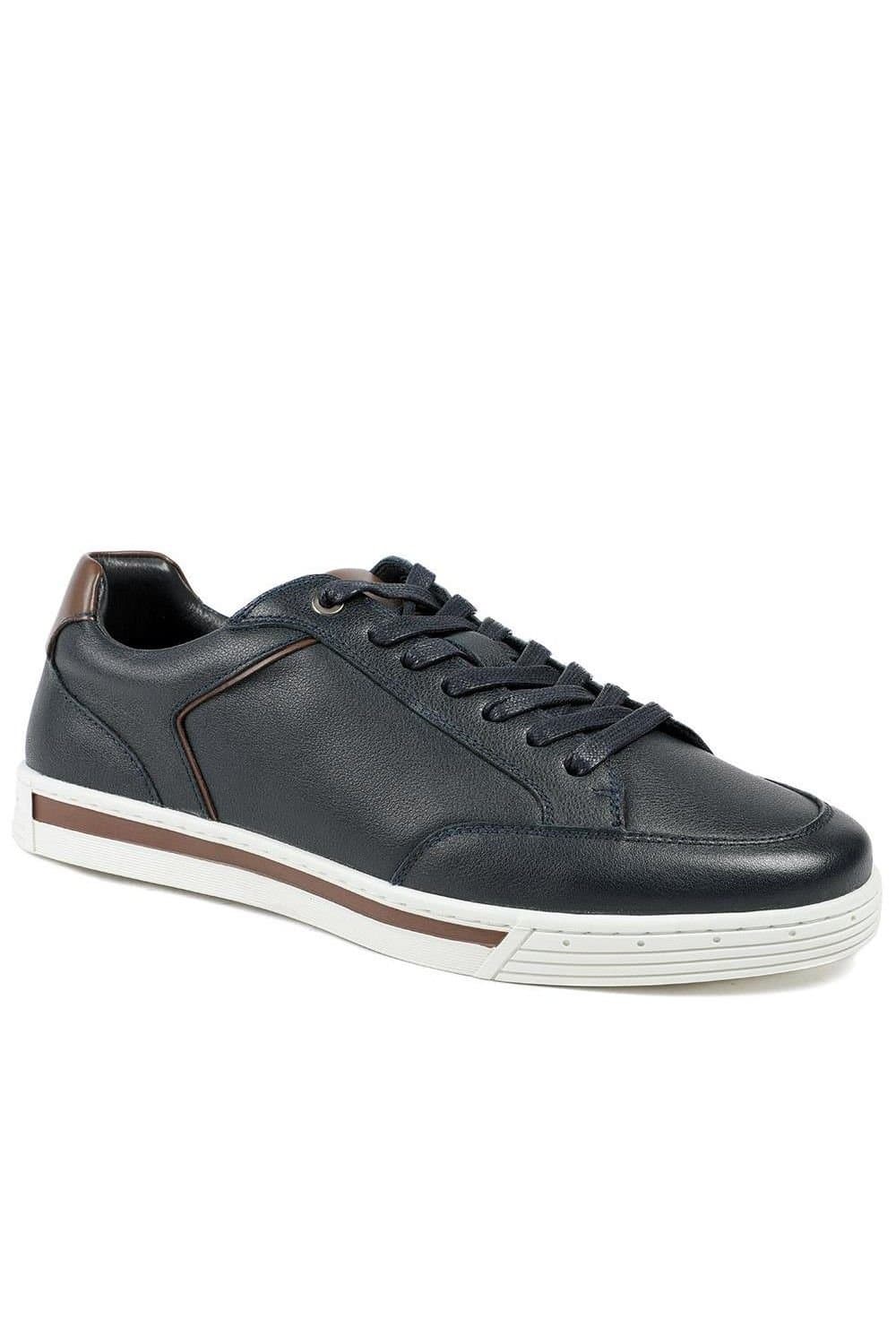 Jones Bootmaker Jones Bootmaker Men's Salvo Premium Leather Lace Up Trainers in Navy