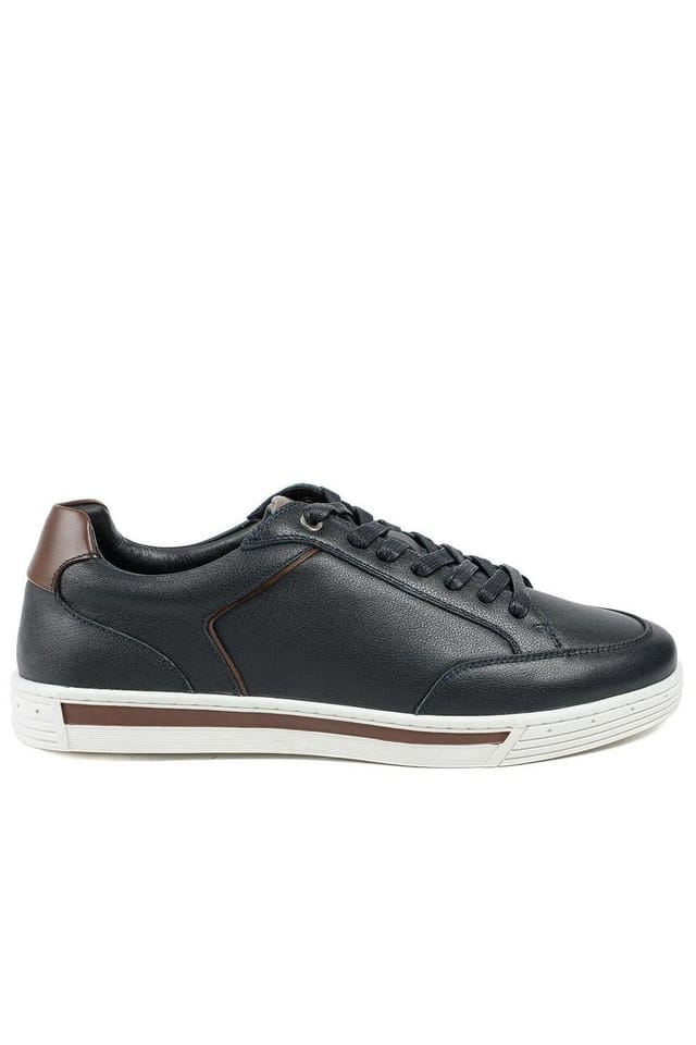Jones Bootmaker Jones Bootmaker Men's Salvo Premium Leather Lace Up Trainers in Navy - 2