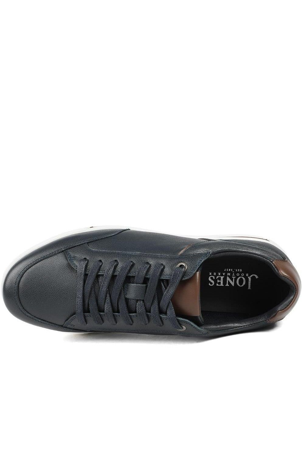 Jones Bootmaker Jones Bootmaker Men's Salvo Premium Leather Lace Up Trainers in Navy - 4