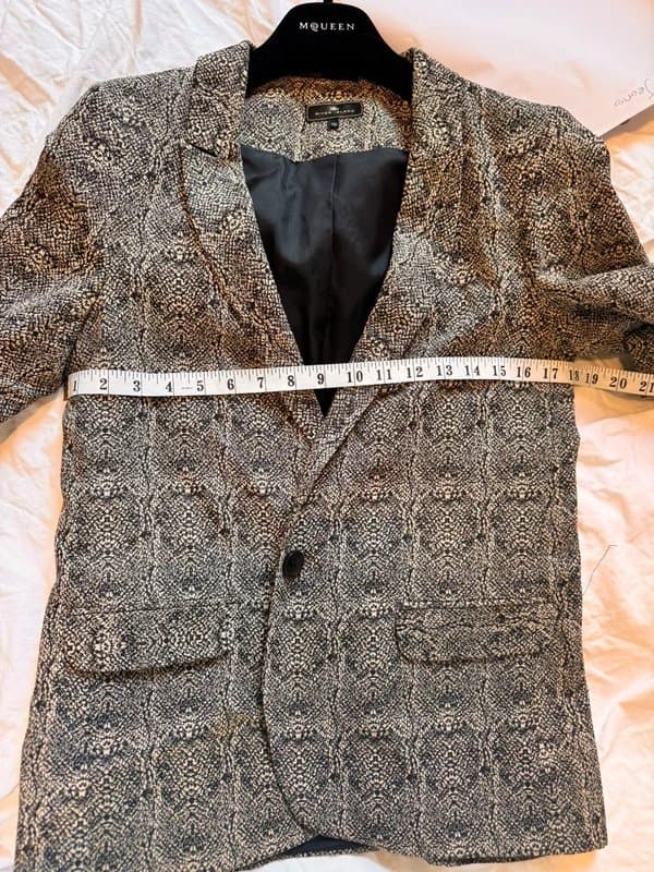 River Island River Island Snake Print Blazer Grey Black Tailored Jacket Smart Office UK10