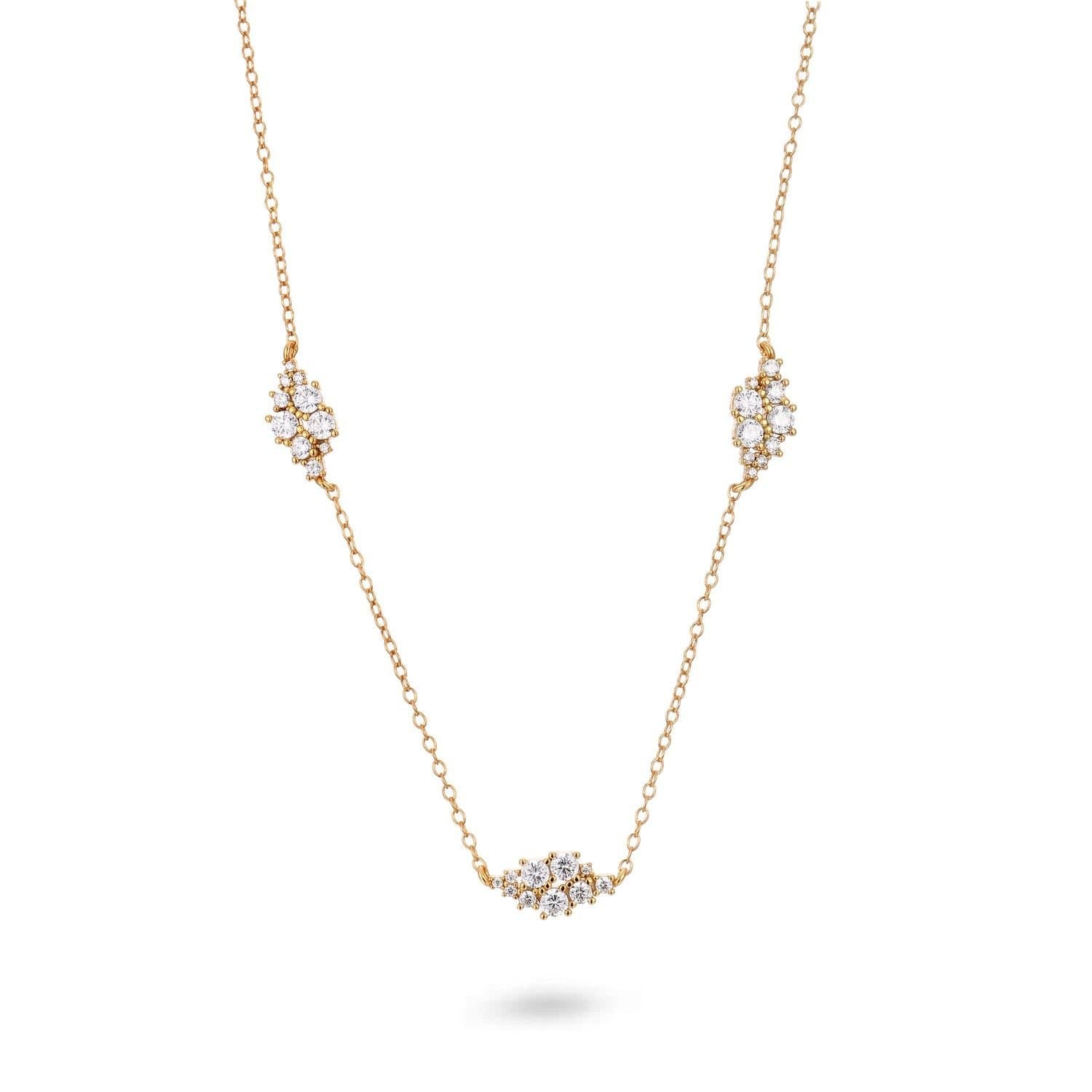 Gold Trip Gold Trip Women's Crystal Cluster Station Necklace in Gold