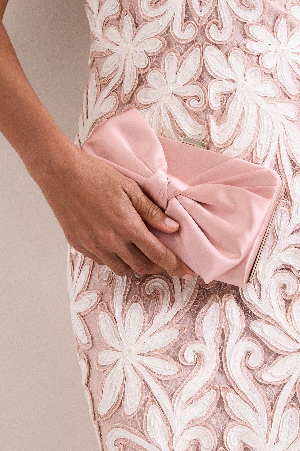 Phase Eight Phase Eight Women's Satin Clutch Bag in Baby Pink - 3