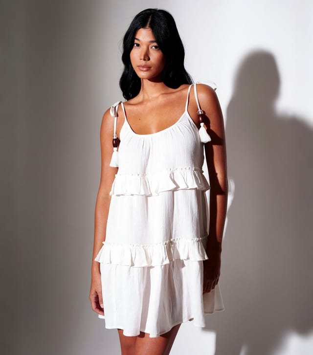 South Beach Women's Cream Tie Strap Mini Dress South Beach New Look - 2