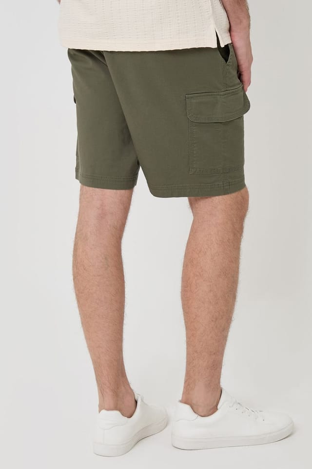 Threadbare Threadbare Men's Regular Fit Textured Cargo Shorts in Olive - 2