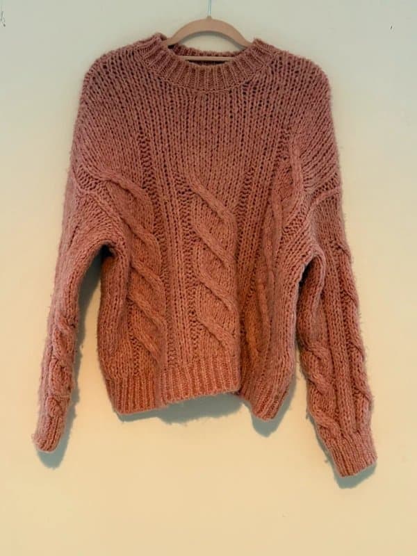 Bershka Bershka Pink Chunky Cable Knit Jumper Size S Oversized Cosy Sweater