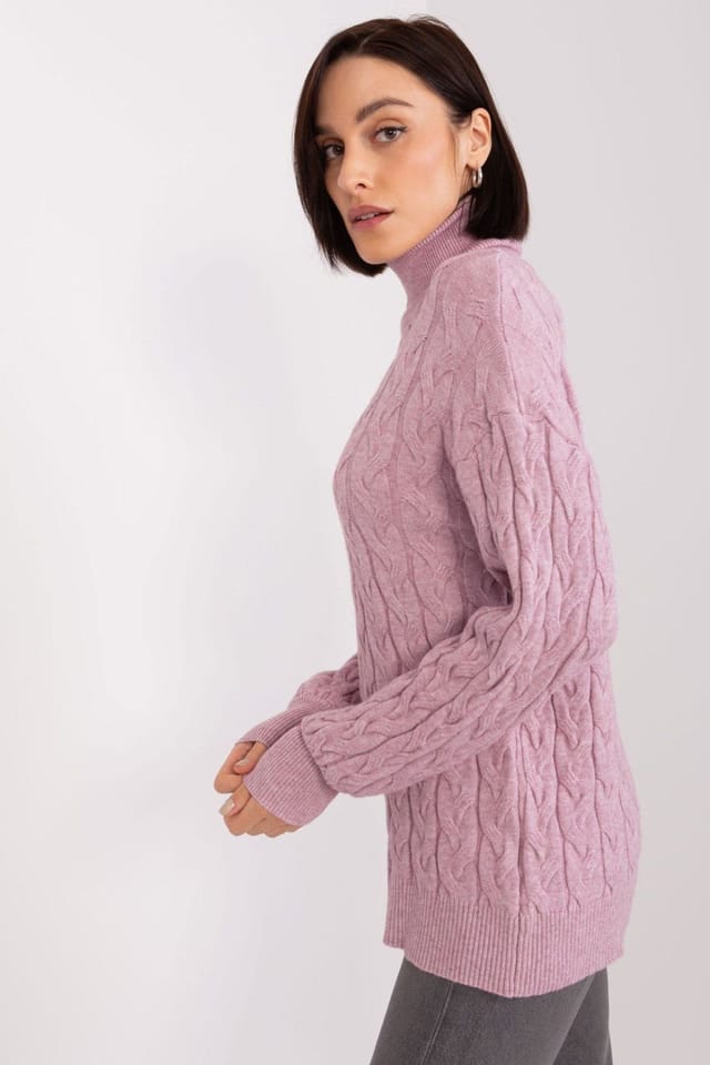 Love Lace Love Lace Women's Plaid Variegated Turtleneck Sweater Long Sleeve in Violet - 2