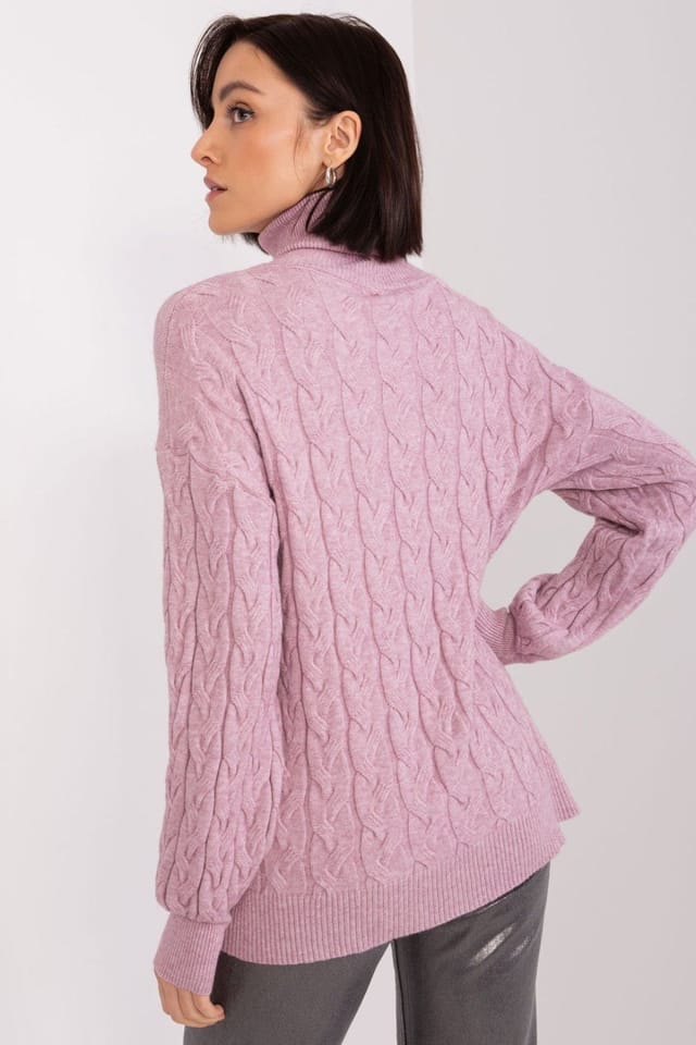 Love Lace Love Lace Women's Plaid Variegated Turtleneck Sweater Long Sleeve in Violet - 3