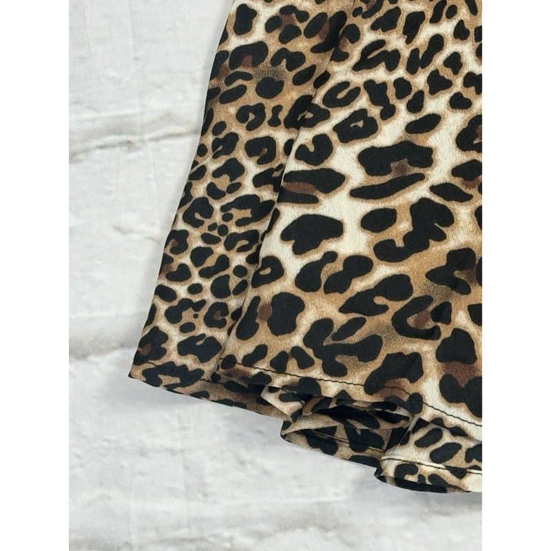 Missguided Missguided Mini Skirt Size 6 Amimal Print Brown Black Bow Waist Chiffon Mob Wife