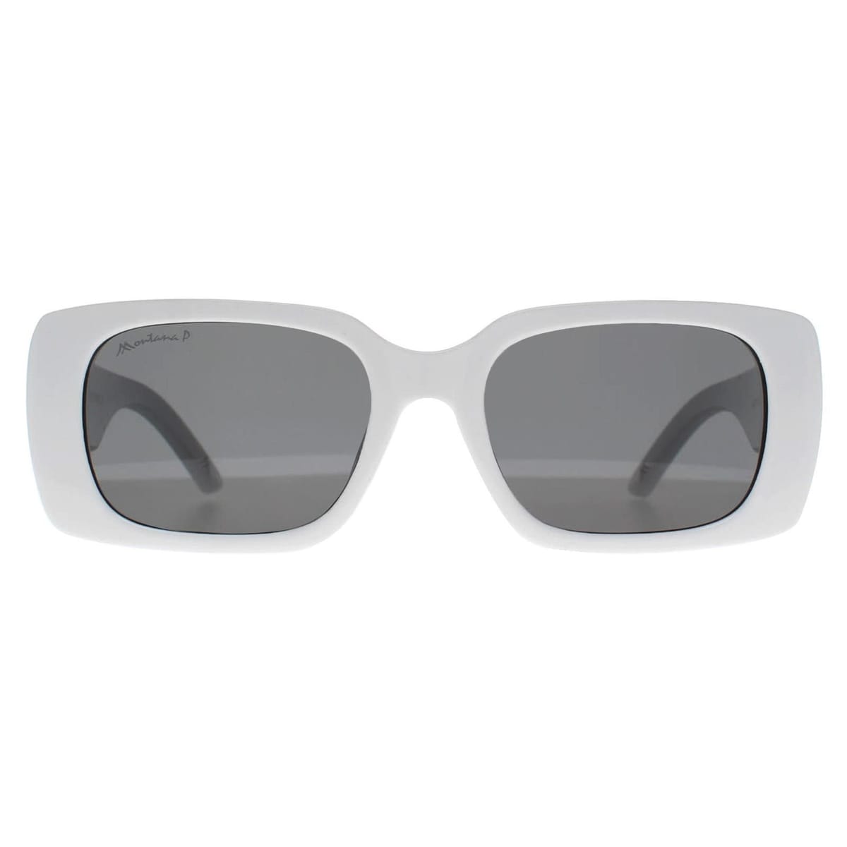 montana montana Women's Rectangle Shiny White Smoke Polarized MP194 - 1