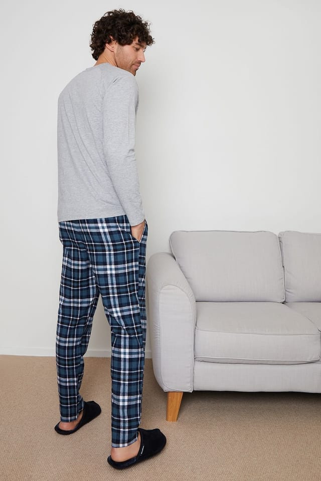 Threadbare Threadbare Men's 'Idris' Cotton Rich Pyjama Set in Grey - 2