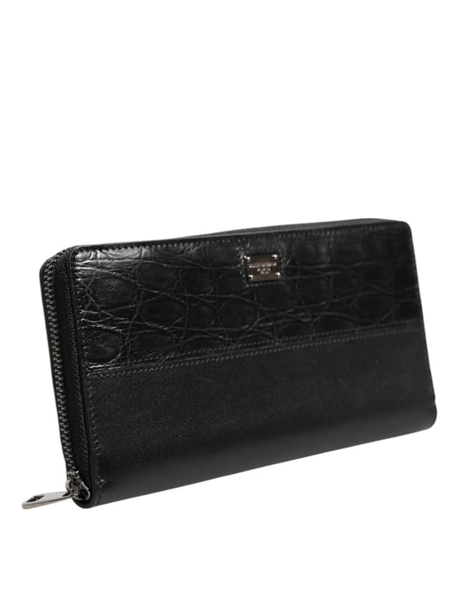 Dolce & Gabbana Dolce & Gabbana Men's Black Leather Logo Plaque Zip Around Continental Wallet - 3