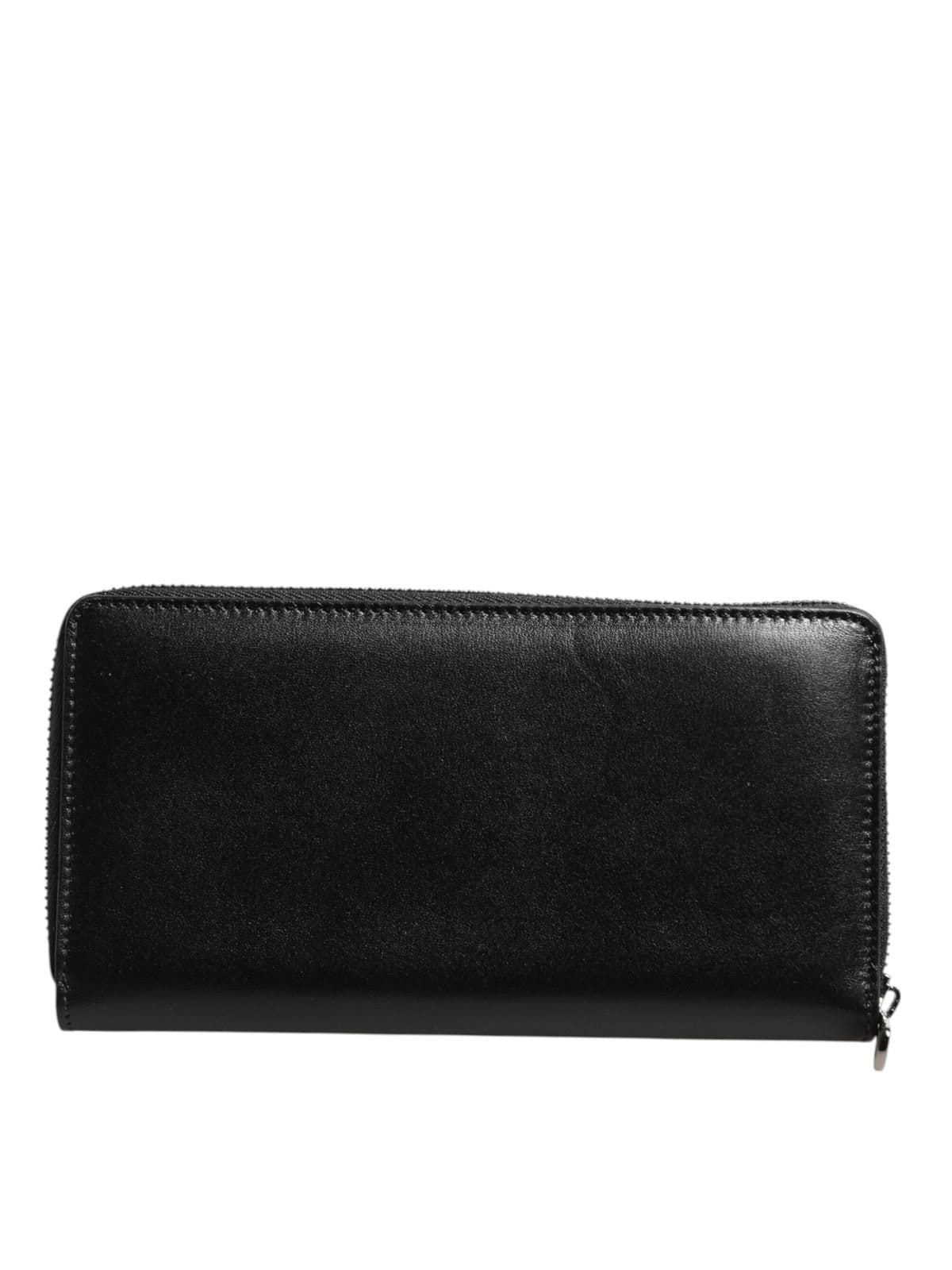 Dolce & Gabbana Dolce & Gabbana Men's Black Leather Logo Plaque Zip Around Continental Wallet - 4