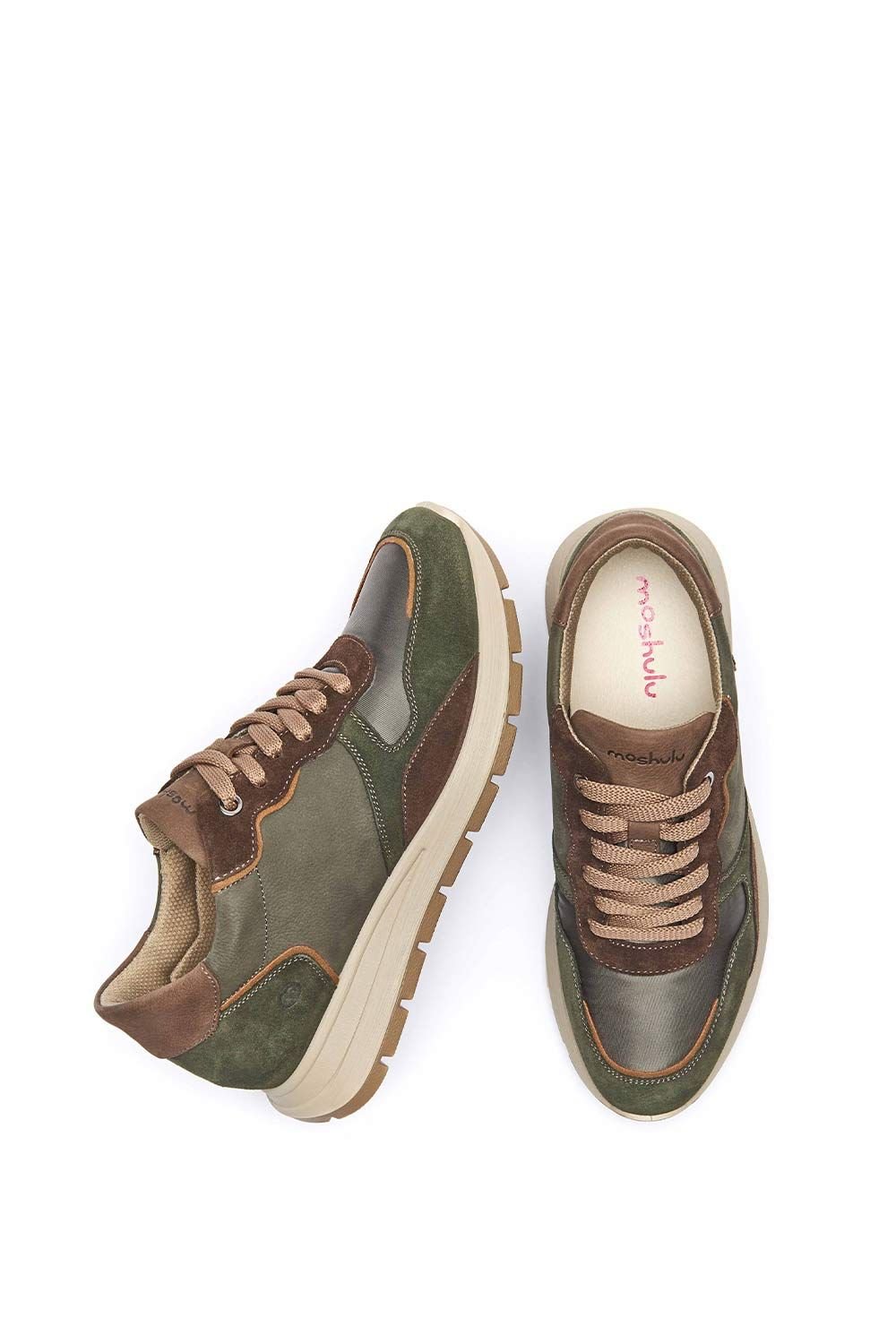 Moshulu Moshulu Women's 'Teresa' Lace Up Mesh Panel Trainers in Olive - 2