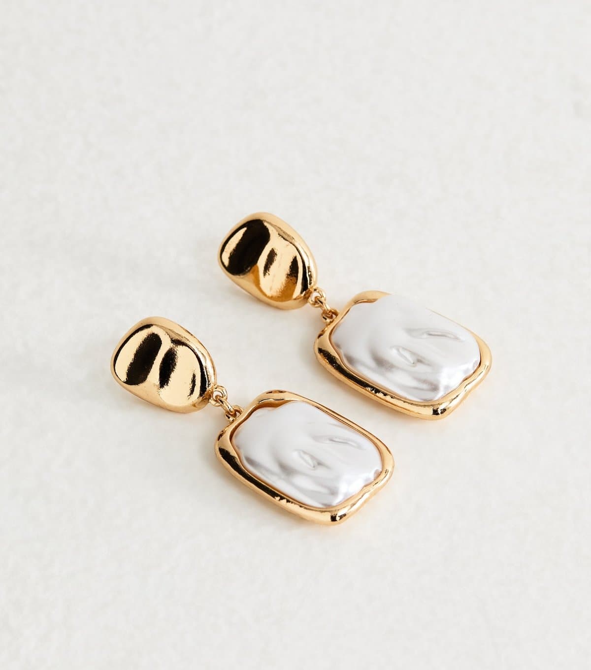 New Look New Look Gold Tone Faux Pearl Square Drop Earrings