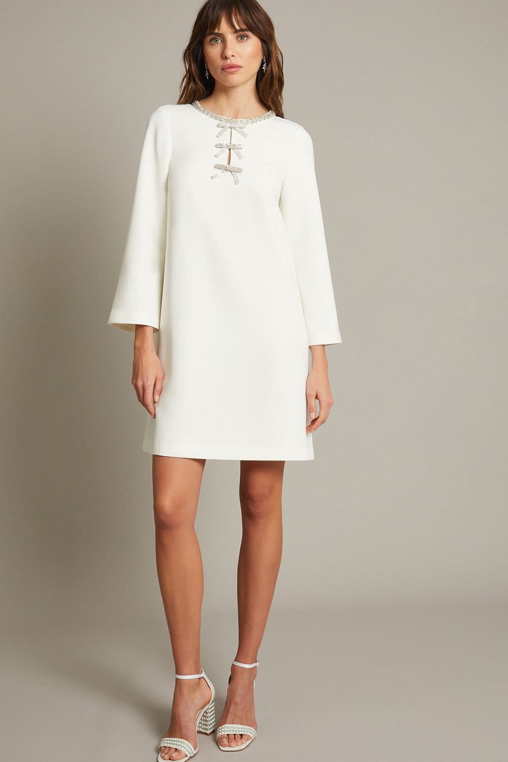 Monsoon Monsoon Ivory Bow Diamante Shift Wedding Dress