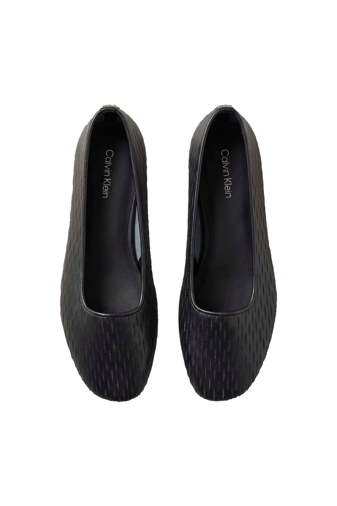 Calvin Klein Calvin Klein Women's Oblique Ballerina Cut Out Leather Triple Black - 4