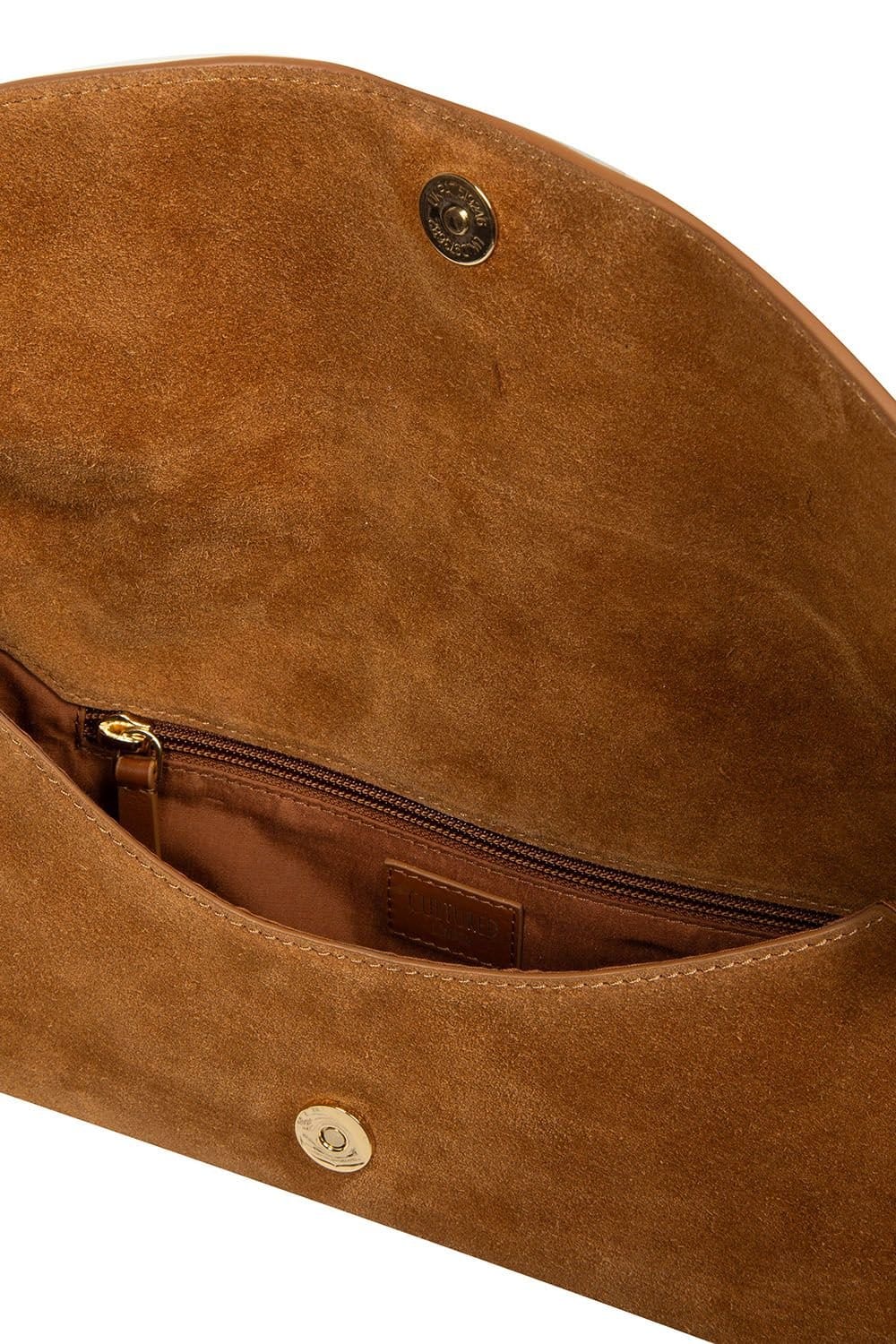Cultured London Cultured London Women's 'Perla' Suede Clutch Bag in Tan - 4