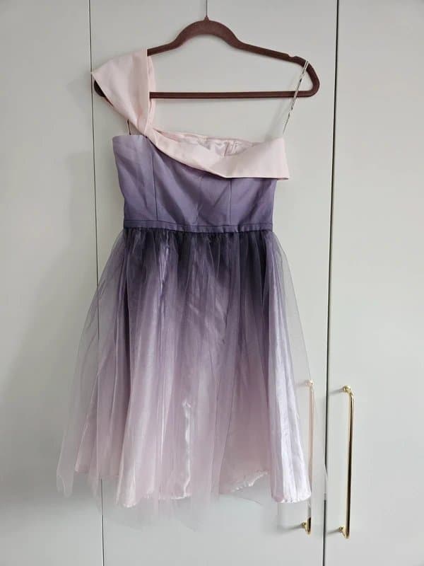 chi chi london BNWT Chi Chi Leoma petite purple ombre asymmetrical tulle skirt dress - size 6
