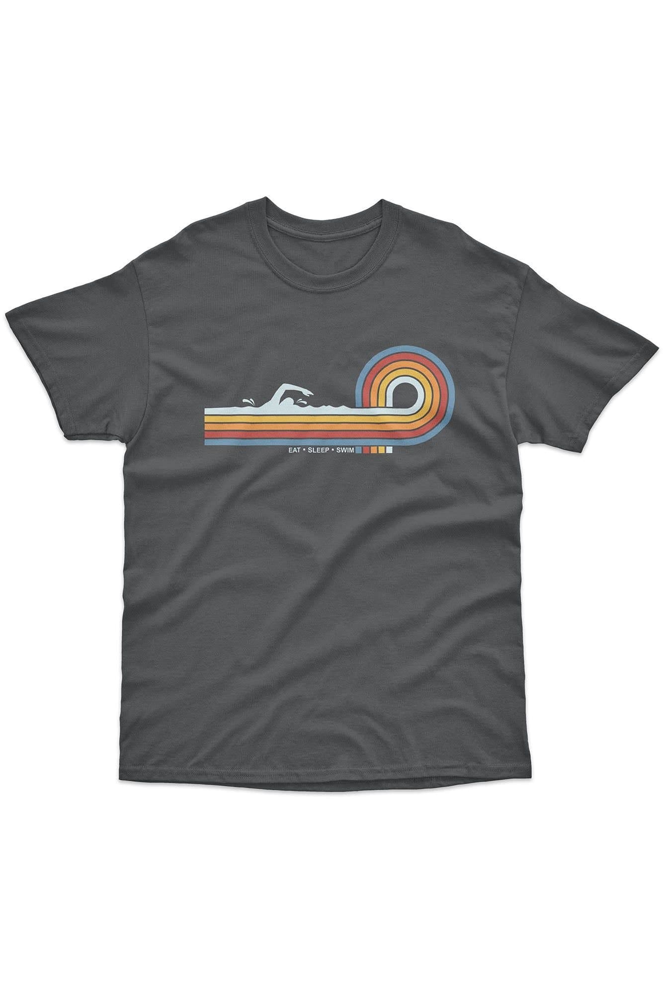 Bad Zebedee Bad Zebedee Men's Retro Lines Swim T-Shirt in Dark Grey