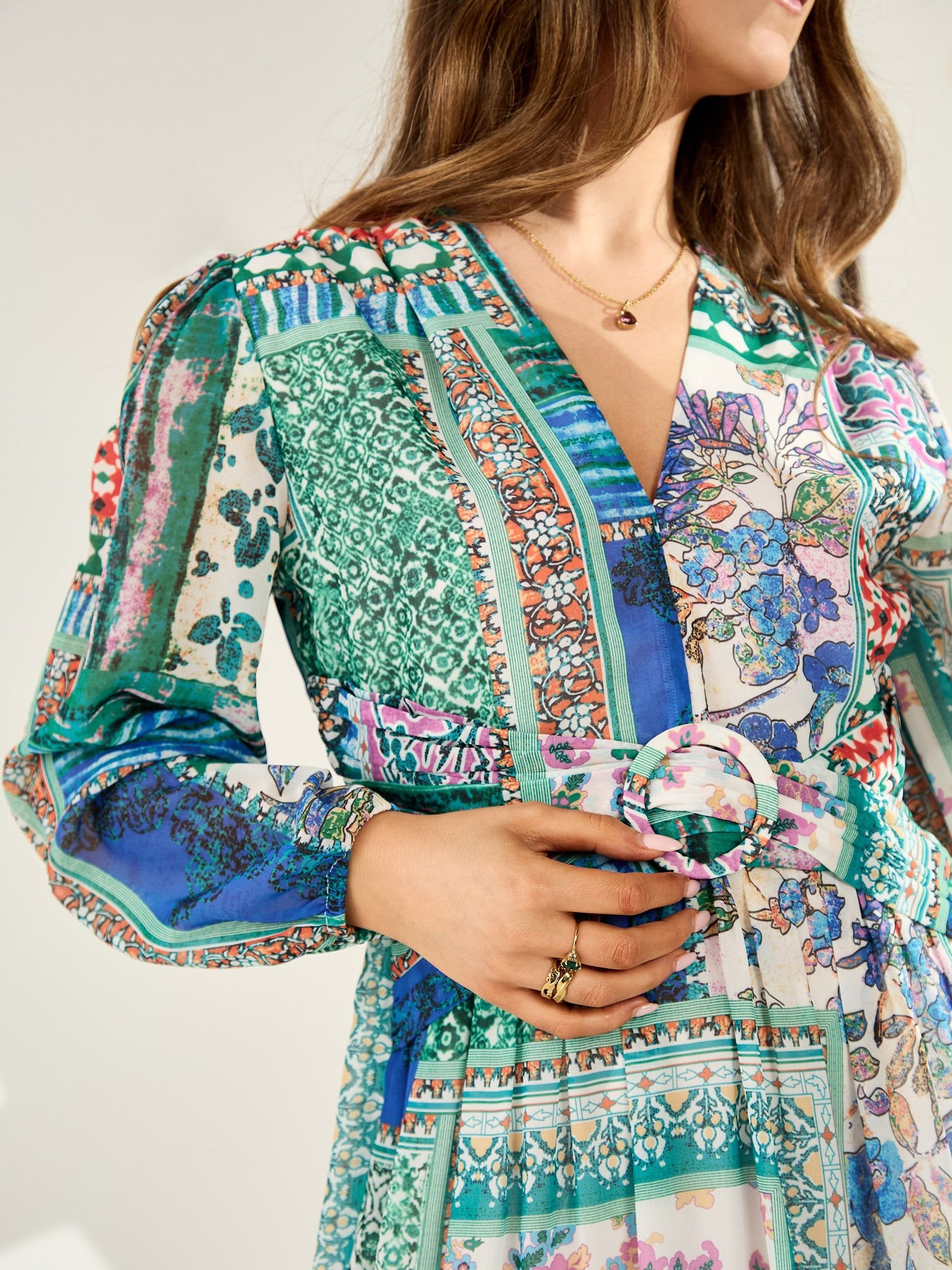 GWD by GEORGE W. DAVIES GWD by GEORGE W. DAVIES Women's GWD Tinsley Patchwork Print Maxi Dress in Pink - 3