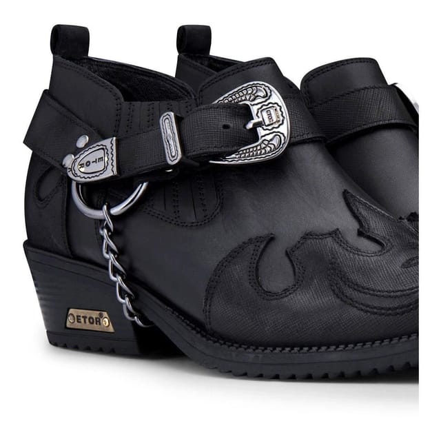 Etor Etor Men's Leather Western Shoes Snake Pattern Metal Chain in Brown - 3