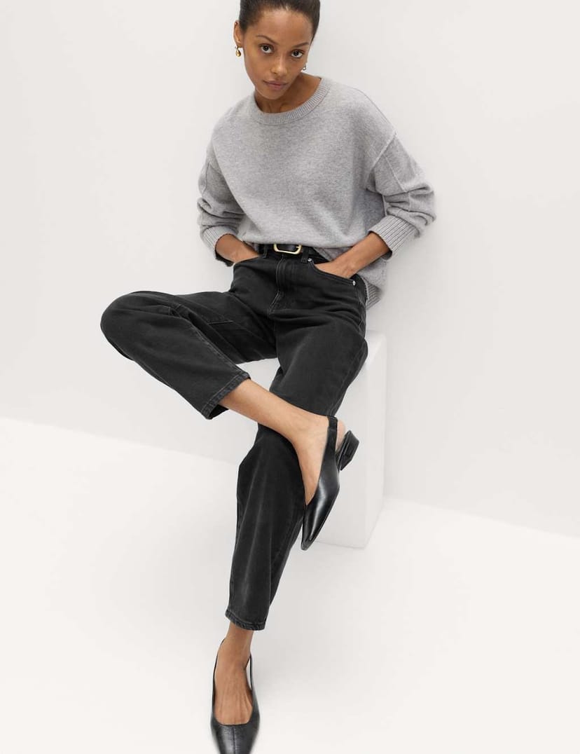 Marks & Spencer M&S Mom High Waisted Ankle Grazer Jeans Black - 1