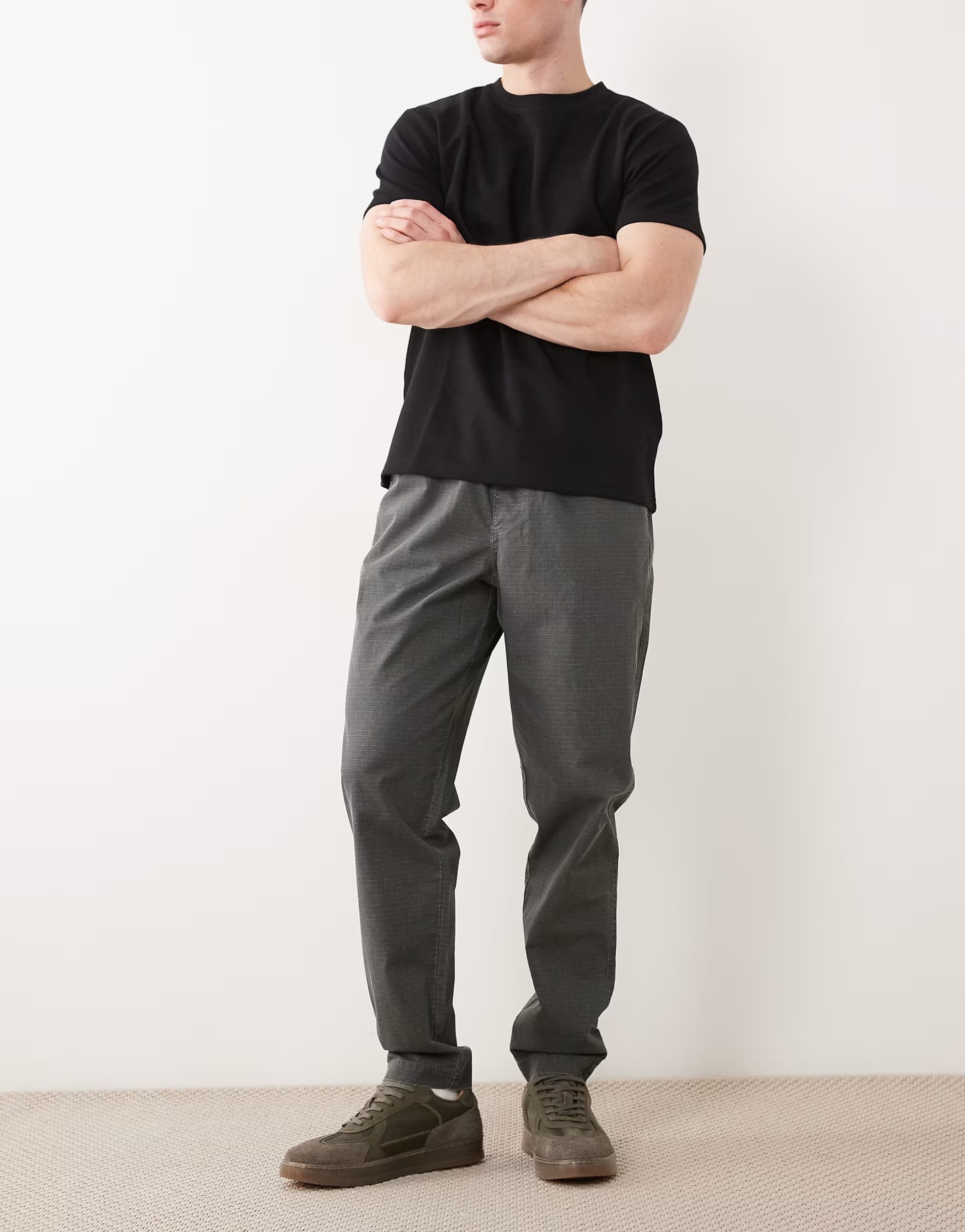 ASOS ASOS Charcoal Ripstop Tapered Trousers