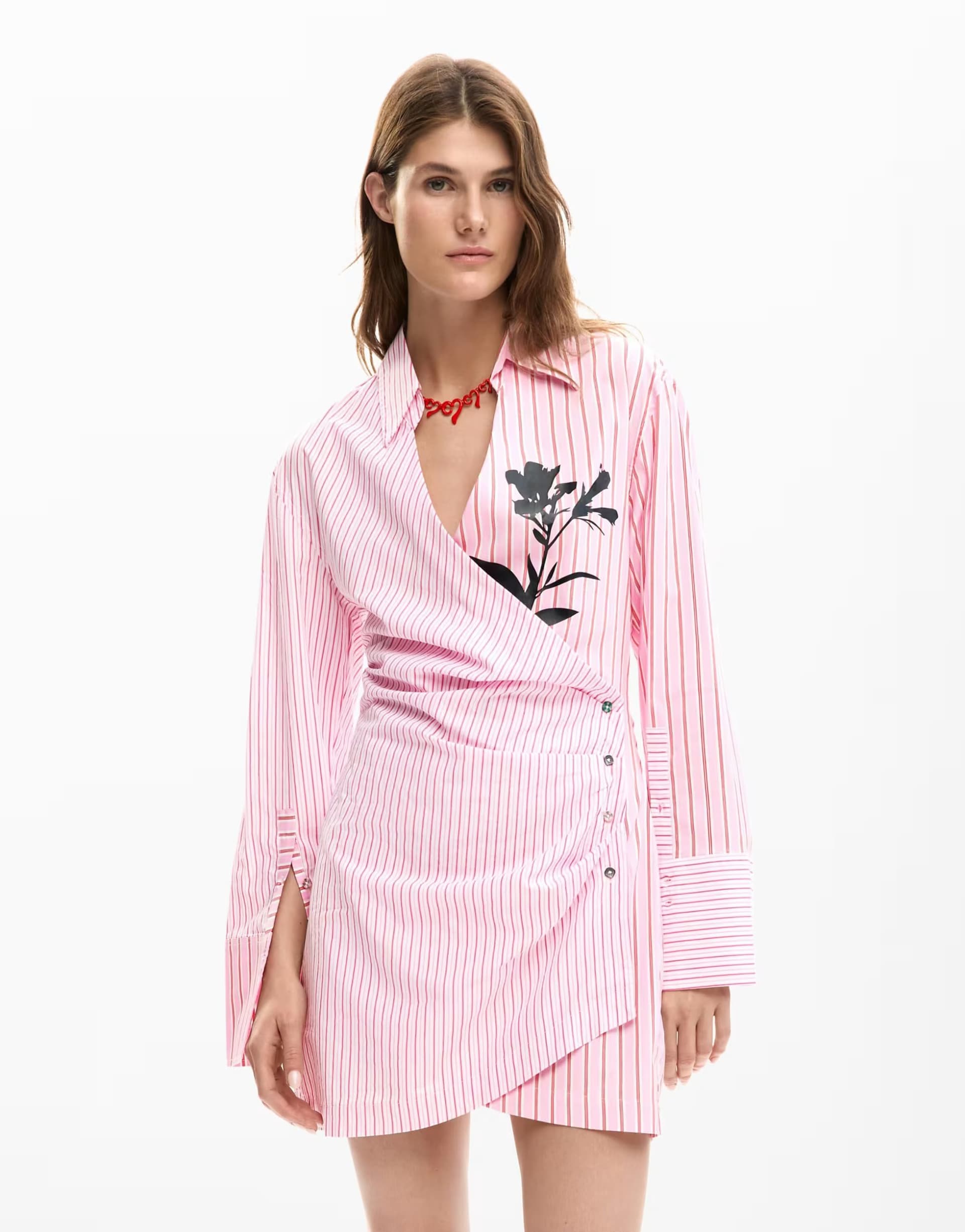 ASOS Desigual Poplin shirt dress in pink
