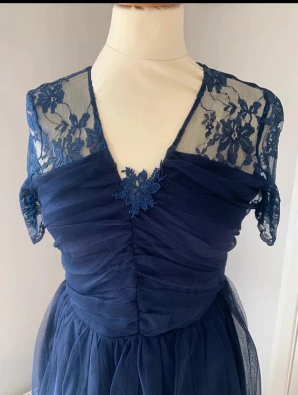 ASOS Lovely navy chiffon and lace cocktail dress