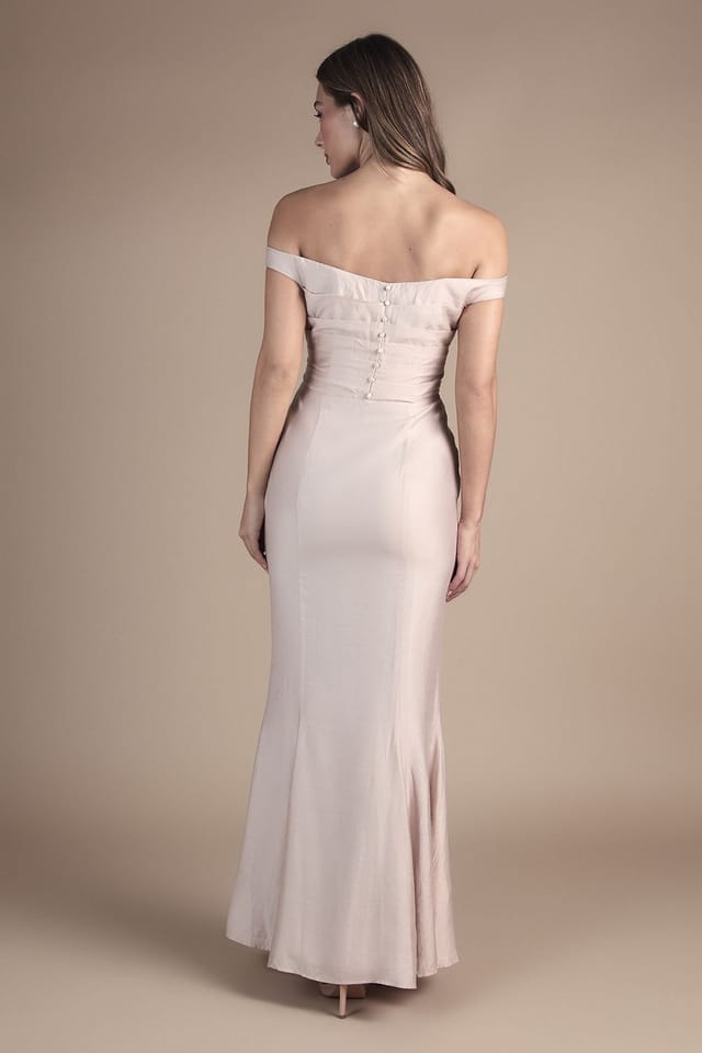 Coast Coast Women's Bardot Gathered Satin Fishtail Bridesmaid Dress in Blush - 3