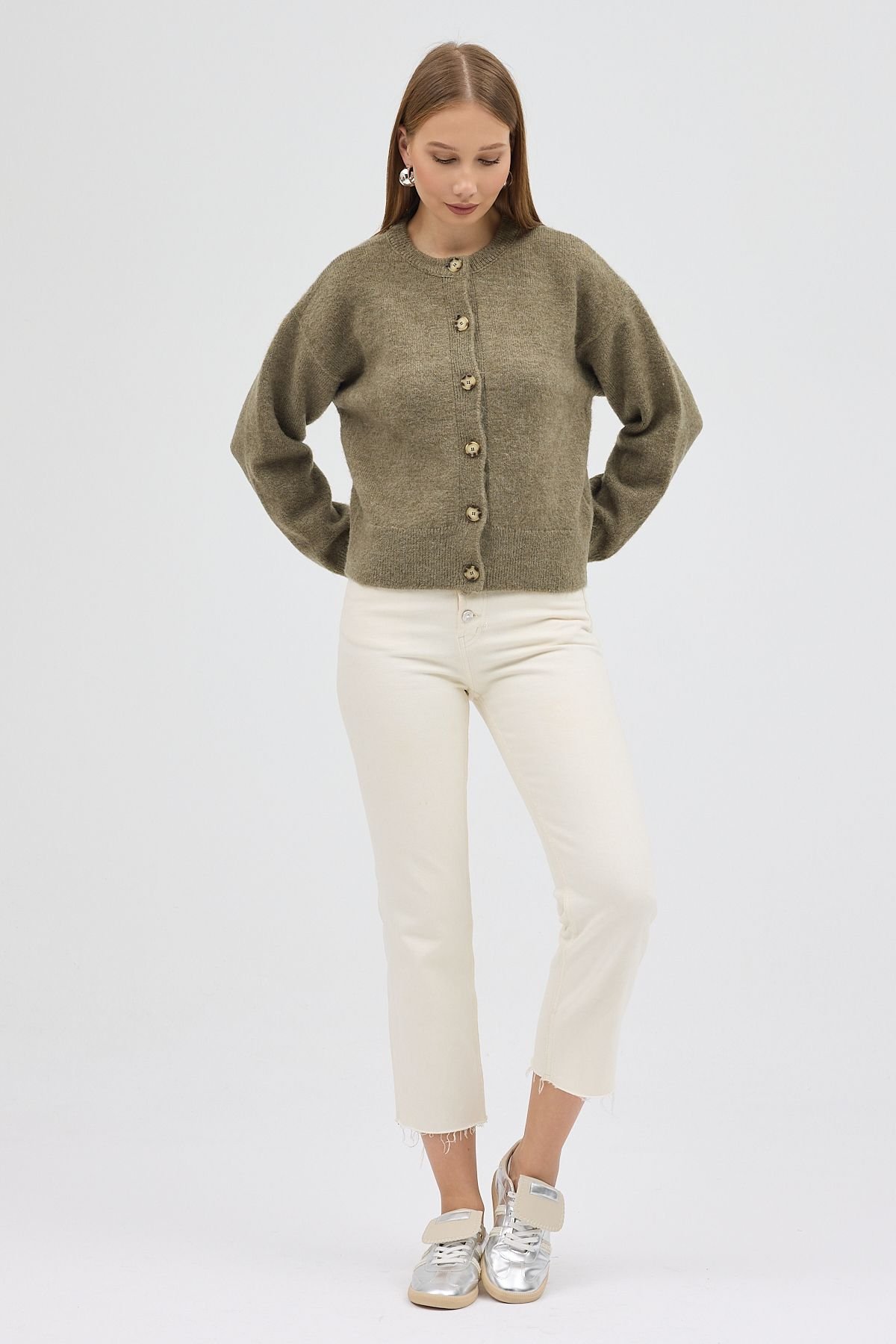 Dexia Dexia Women's Sophisticated Cardigan with Effortless Style in Khaki - 2