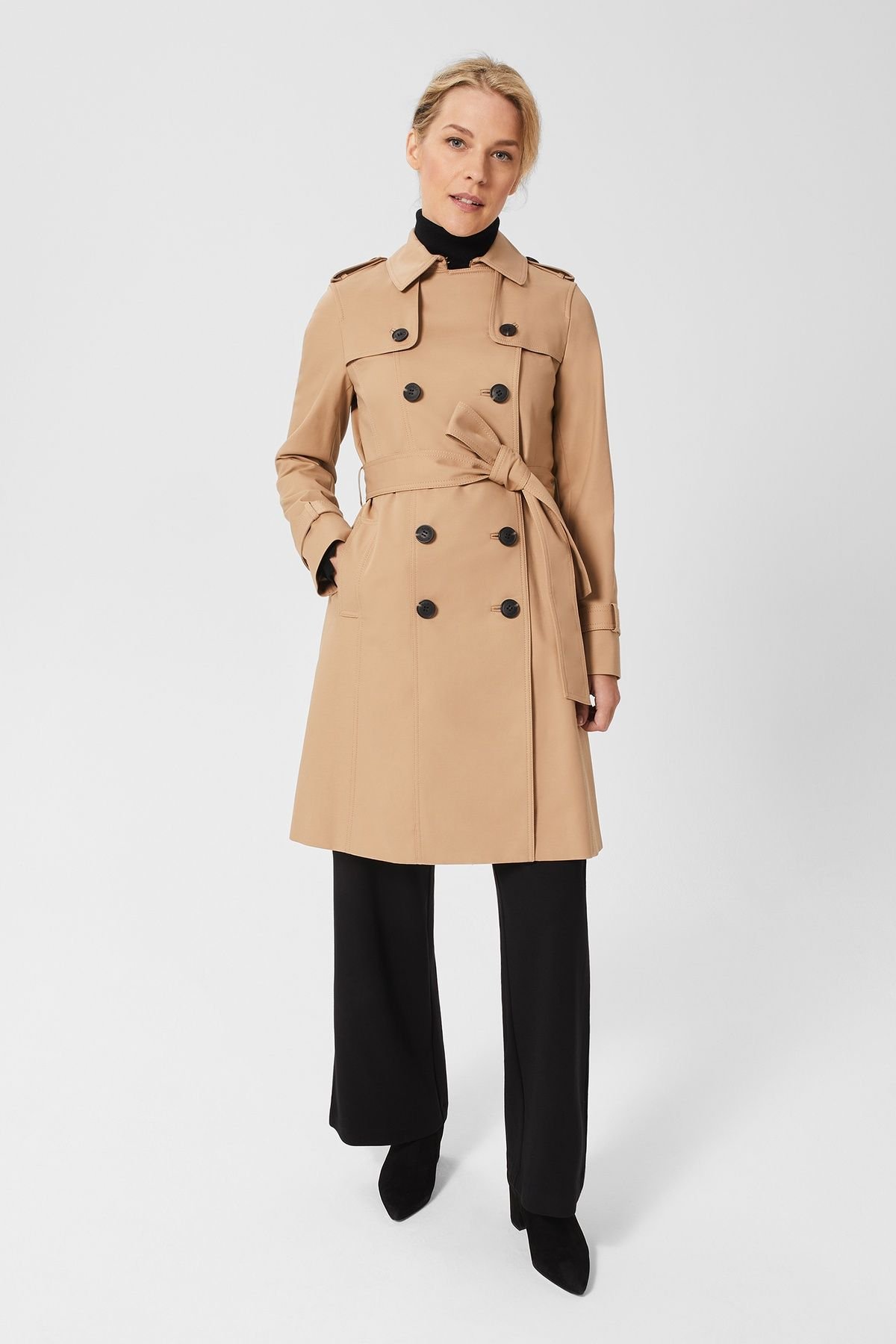 Hobbs London Hobbs London Women's Petite Saskia Trench Coat in Light Tan - 1