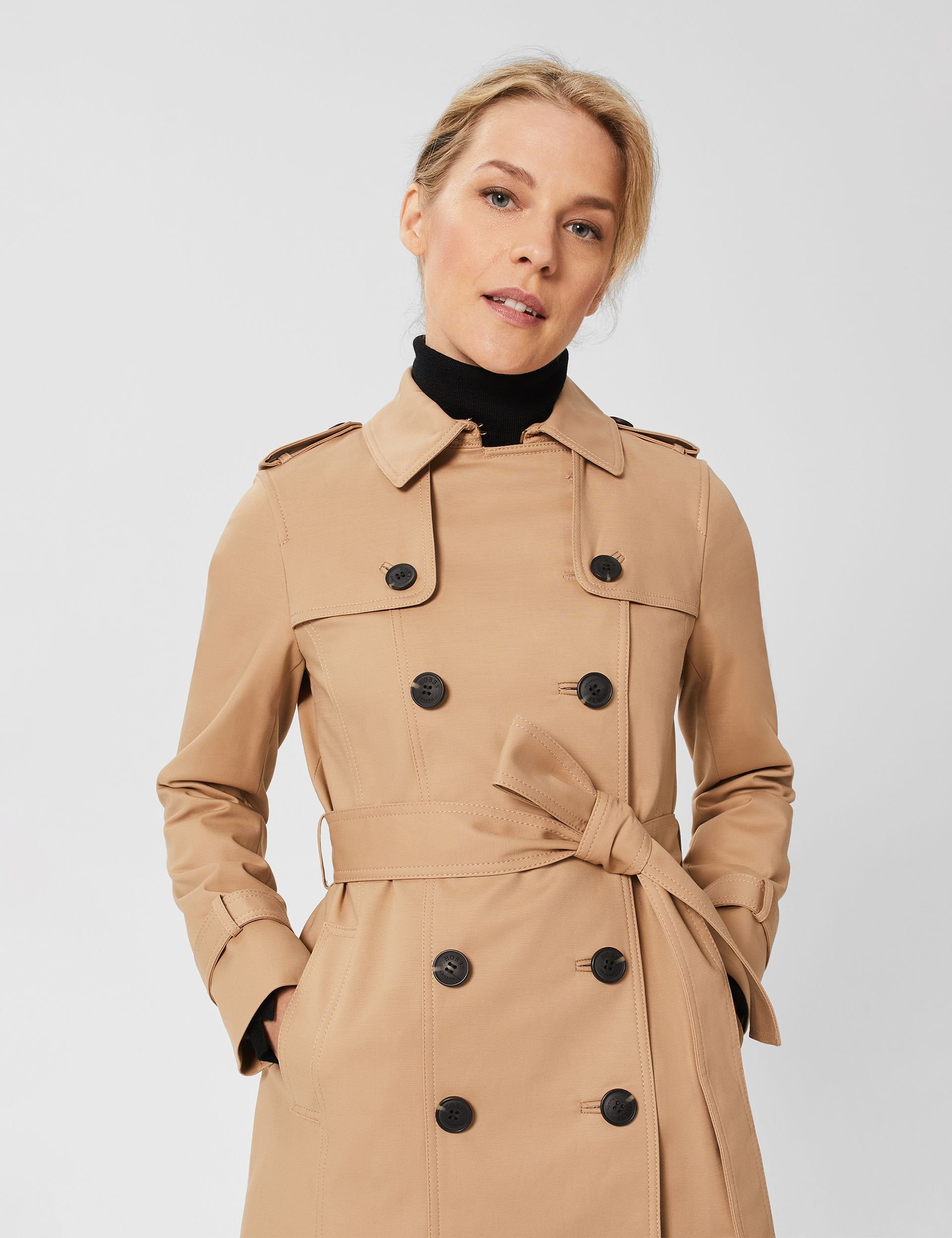 Hobbs London Hobbs London Women's Petite Saskia Trench Coat in Light Tan - 2