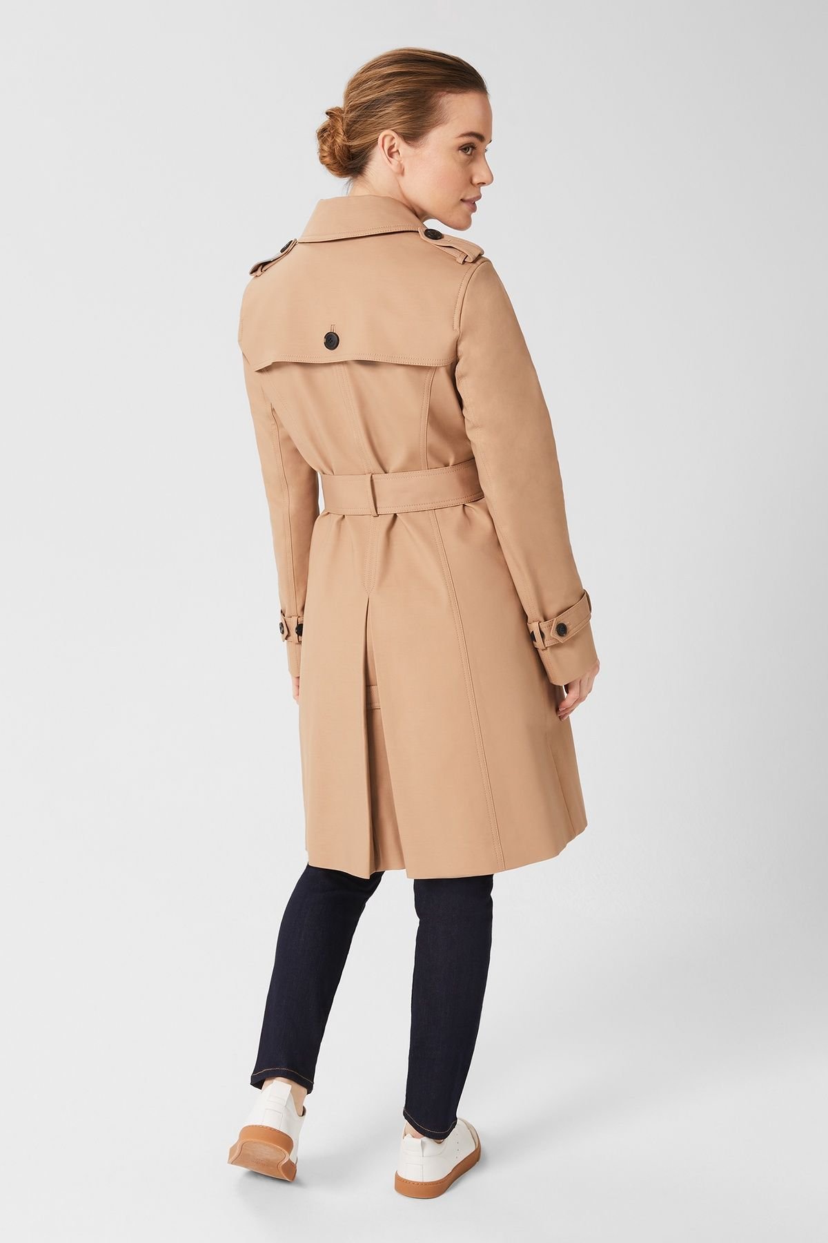 Hobbs London Hobbs London Women's Petite Saskia Trench Coat in Light Tan - 3