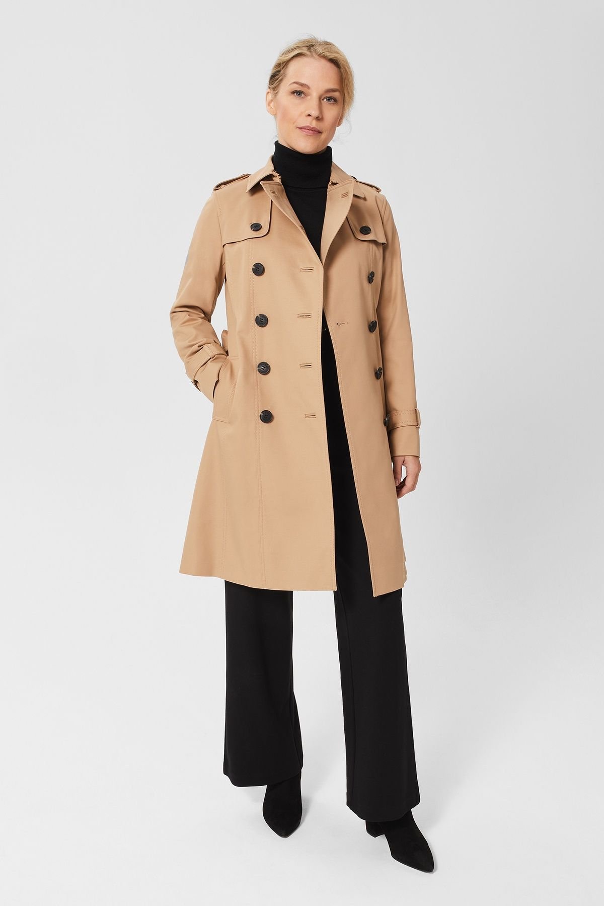 Hobbs London Hobbs London Women's Petite Saskia Trench Coat in Light Tan - 4