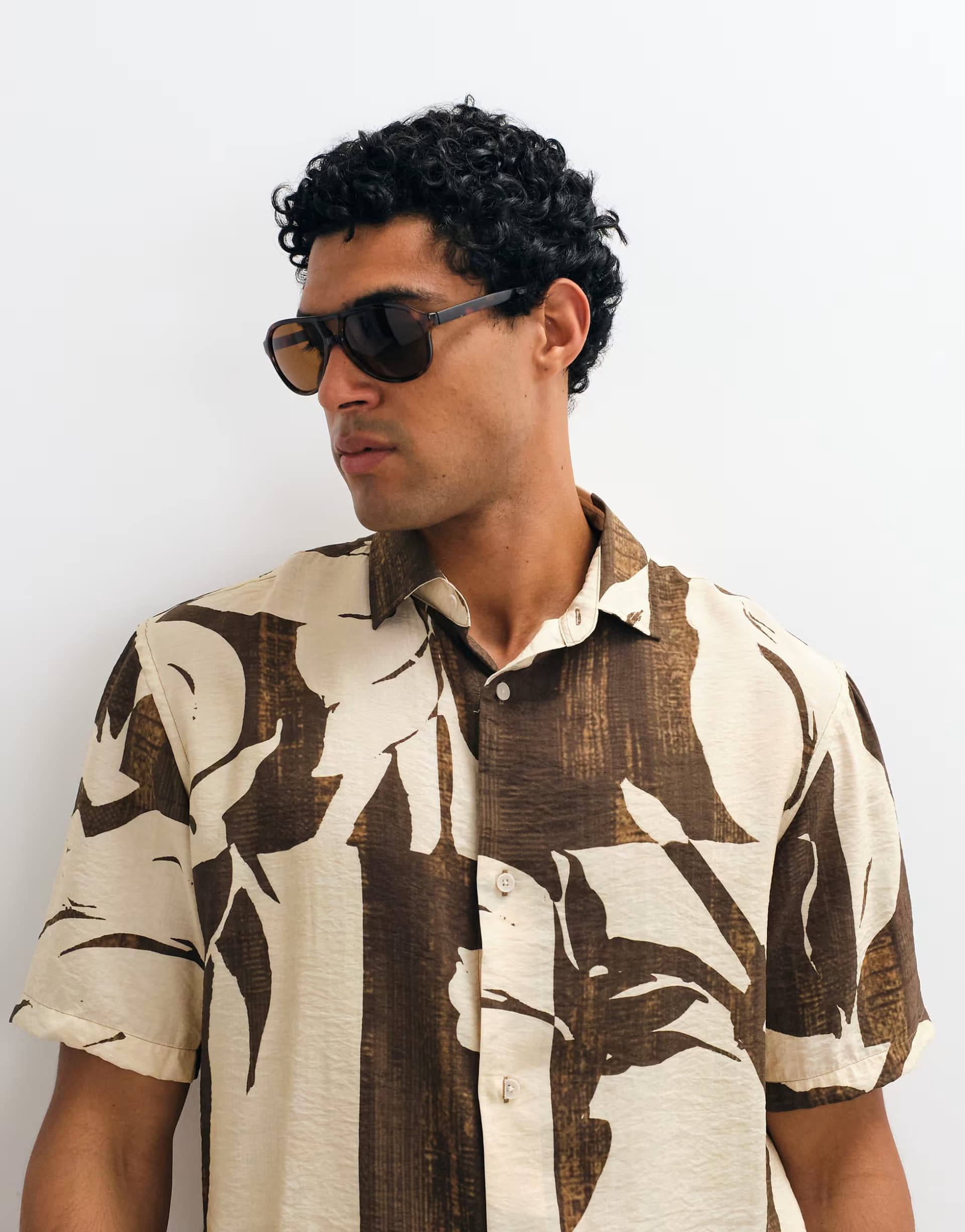 ASOS Mango short sleeve shirt in brown floral print
