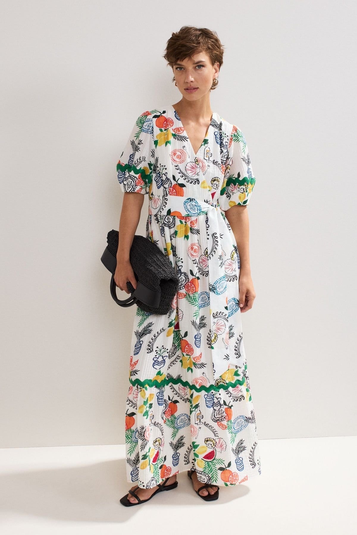 Phase Eight White Floral Print Puff Sleeve Maxi Dress