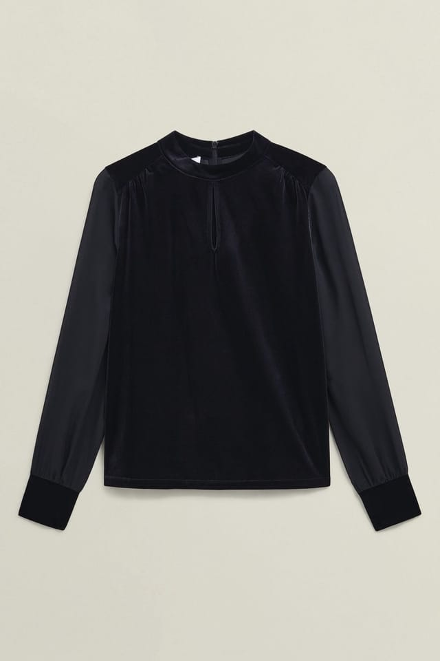 Hobbs London Hobbs London Women's Lorelai Velvet Top in Jet Black - 2