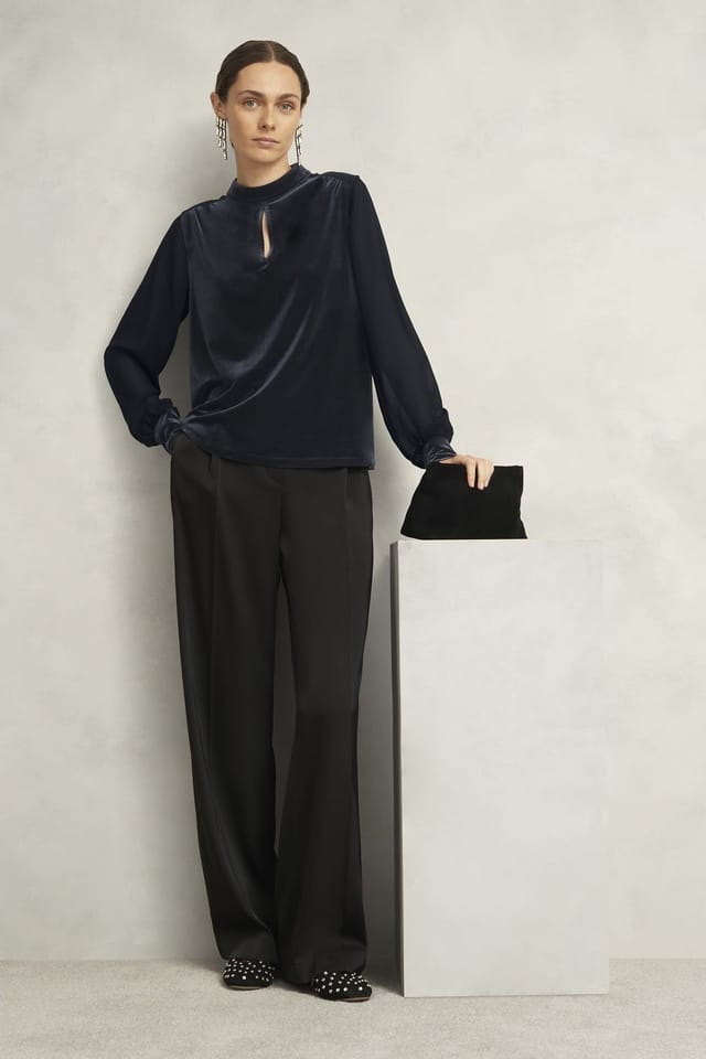 Hobbs London Hobbs London Women's Lorelai Velvet Top in Jet Black - 3