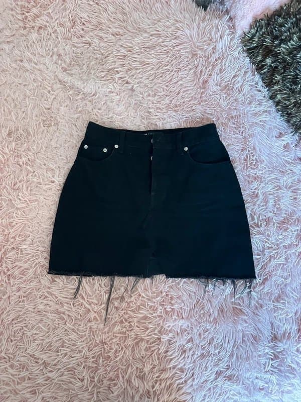 ASOS Design ASOS design black denim mini skirt with raw edges