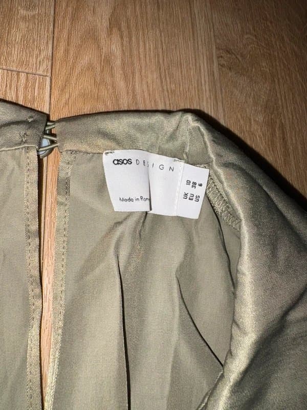 ASOS Asos Khaki Olive Green Button Detail Co Ord Set Size 10 Crop Top Skirt Summer St